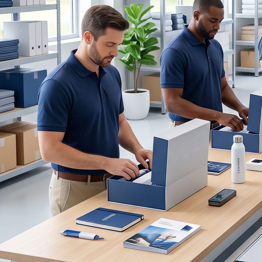 Assemblage de kits promotionnels et PLV chez Groupe Routage